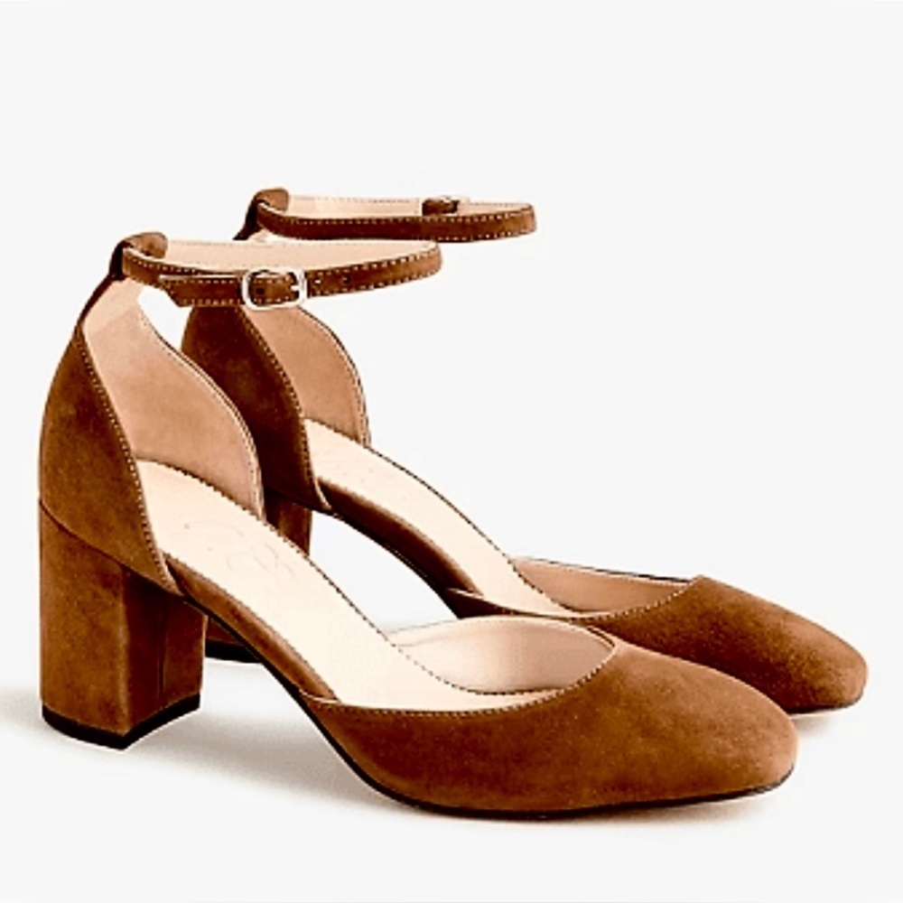 J Crew Maisie Ankle-Strap Heels In Italian Suede Item Bp331
